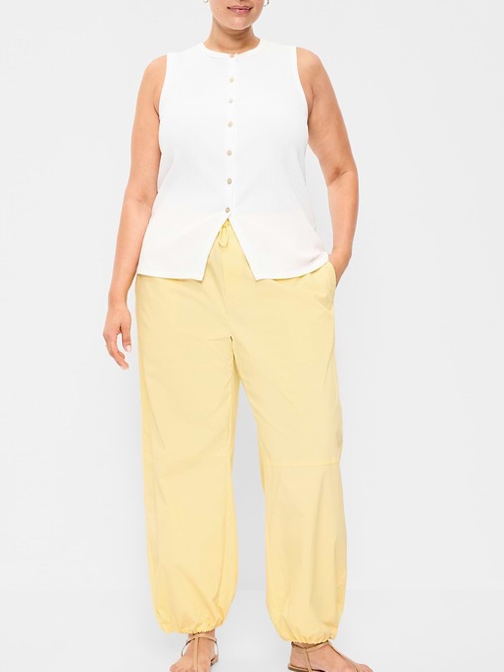 NWOT OLD NAVY Lightweight Pull-On Poplin Balloon Pants Butter Yellow XXL